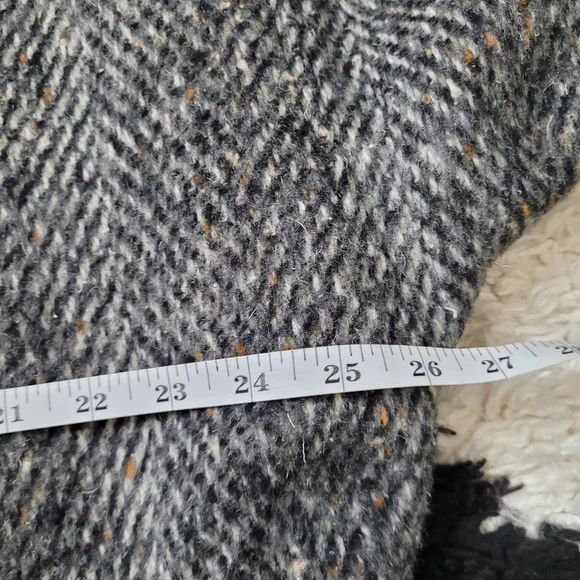 Vintage 80s wool leather tweed jacket coat oversized - Picture 12 of 16